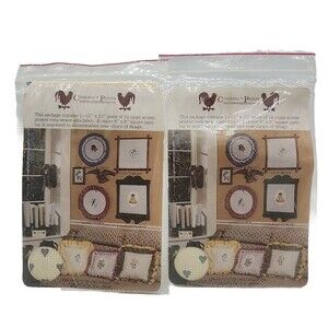 2 Cross Stitch Originals Country 14 Ct Aida Fabric Victorian Blue & Green Hearts